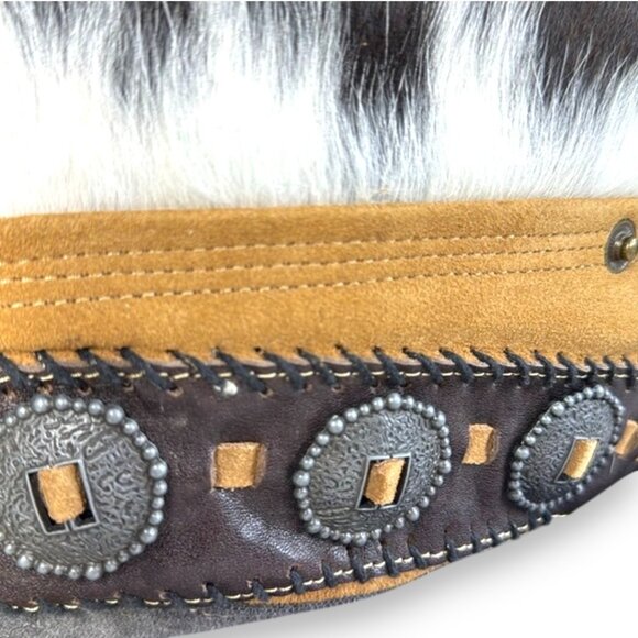 Myra Bag Coyote Bluff Fringed Leather, Weave and Calf Hair Crossbody Bag NWT - Picture 11 of 17